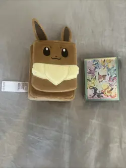 Pokemon Eevee Plush Accessory Pouch, Plush Deck Box And Sleeves (Brand New) - Image 1