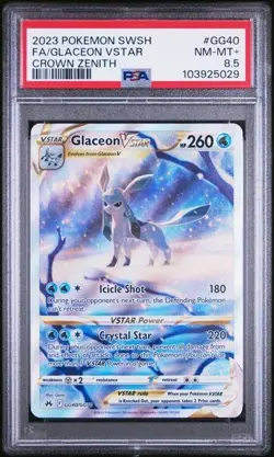 2023 Pokemon Sword & Shield Crown Zenith Glaceon VSTAR FA GG40/GG70 GG40 PSA 8.5 - Image 1
