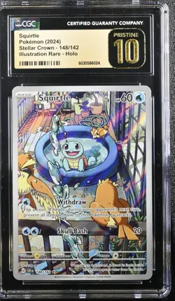 Pokemon SV Stellar Crown CGC Pristine 10 Squirtle Illustration Rare 148/142 - Image 1