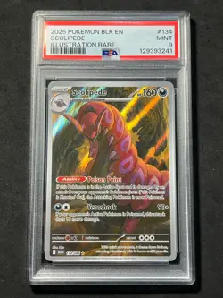 2025 Pokemon BLK EN-Black Bolt Illustration Rare #134 Scolipede PSA 9 - Image 1