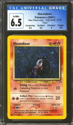 Pokemon Neo Discovery Houndour 5/75 CGC 6.5 subs - Image 1