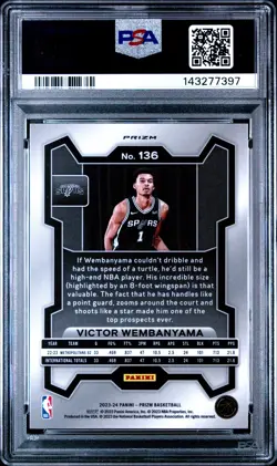 Victor Wembanyama 136 Silver Prizm Panini Prizm PSA 9 - Image 2