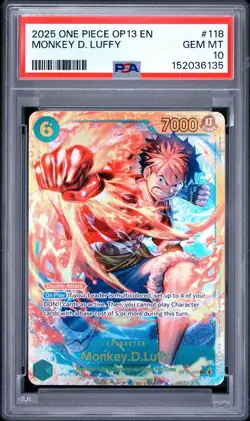 2025 One Piece OP13 #118 Monkey D. Luffy PSA 10 Gem Mint English Alternate Art - Image 1