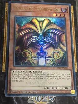 Yugioh Exodia the Forbidden One EMBLAZONED ULTRA 25LP-EN000 WORLD CHAMPIONSHIP E - Image 1