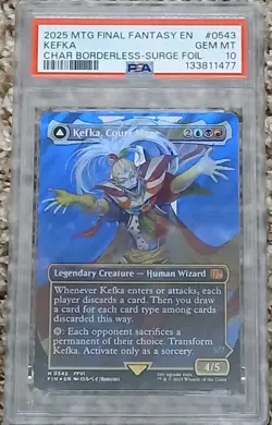2025 MTG FINAL FANTASY KEFKA CHAR BORDERLESS-SURGE FOIL PSA 10 *SMALL SCRATCH* - Image 1