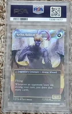2025 MTG FINAL FANTASY KEFKA CHAR BORDERLESS-SURGE FOIL PSA 10 *SMALL SCRATCH* - Image 2