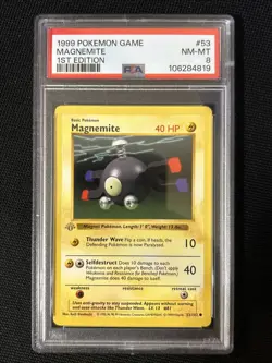 Pokemon Magnemite 53/102 (1st Edition) *PSA 8* (Shadowless) Freshly Graded Card - Image 1
