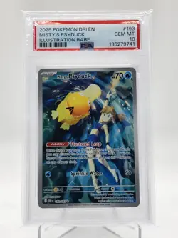 MISTY'S PSYDUCK 2025 POKEMON DESTINED RIVALS ILLUSTRATION RARE #193 PSA 10 Q0895 - Image 1