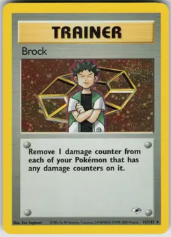 Pokemon Brock (15) Unlimited Holo Holo Rare Gym Heroes 015/132 NM - Image 1