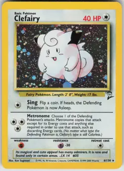 Pokemon Clefairy Holo Holo Rare Base Set 2 006/130 NM - Image 1