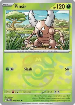 Pinsir (Master Ball Pattern) 003/131 Common Prismatic Evolutions Pokemon NM/M - Image 1