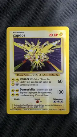 GERMAN ** Zapdos 16/102 Base Set Holo German WOTC Vintage Pokemon Card MP - Image 1