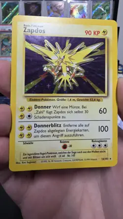 GERMAN ** Zapdos 16/102 Base Set Holo German WOTC Vintage Pokemon Card MP - Image 3