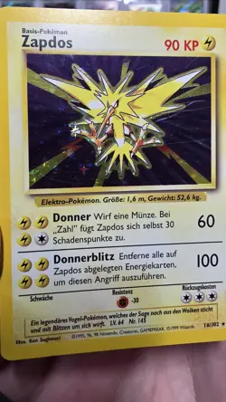 GERMAN ** Zapdos 16/102 Base Set Holo German WOTC Vintage Pokemon Card MP - Image 4