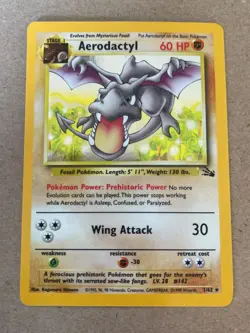 Pokemon Aerodactyl 1/62 Fossil Set Holo Rare Card 1999 LP - Image 2
