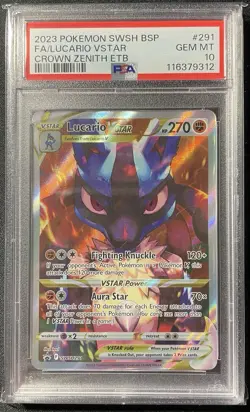 PSA 10 GEM MINT Lucario VSTAR Promo SWSH291 Crown Zenith ETB Pokemon TCG Card - Image 1