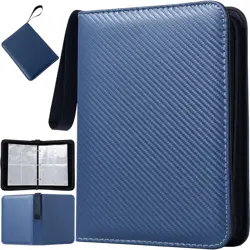 Card Binder 4 Pocket with 50 Removable Sleeves-Can Hold 400 Cards3-Ring Zipper - Image 1