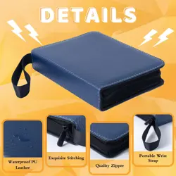 Card Binder 4 Pocket with 50 Removable Sleeves-Can Hold 400 Cards3-Ring Zipper - Image 2