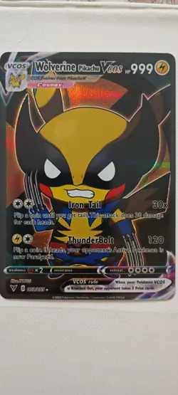 Pokemon Full Art HOLO Pikachu Cosplay Wolverine Card - Image 1