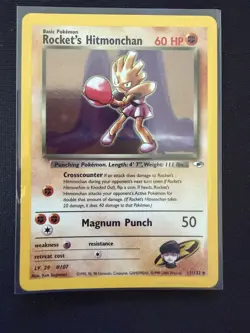 Vintage Pokemon TCG Rocket's Hitmonchan 11/32 Gym Heroes Holo Rare Card LP - Image 1