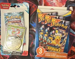 Pokemon Surging Sparks Hanger Box - 3x Booster Packs 1x Journey Together Sealed - Image 1