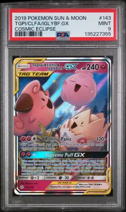 Togepi Cleffa Igglybuff Pokemon Sun & Moon Cosmic Eclipse 143/236 PSA 9 - Image 1