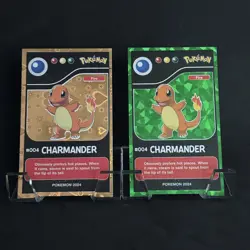 Charmander (004) 2024 Pokemon Pokedex Blk Gold Heart Holo and Green Cracked Ice - Image 1