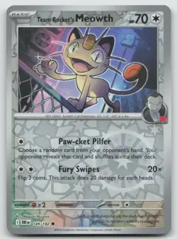 Team Rocket's Meowth 149/182 Common Destined Rivals Pokemon Reverse Holo NM - Image 1