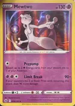 Mewtwo Holo bleed Rare Crown Zenith 059/159 Pokemon Near Mint - Image 1