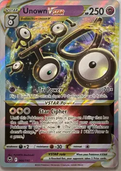 Unown VSTAR Holo VSTAR Rare Silver Tempest 066/195 Pokemon Near Mint - Image 1
