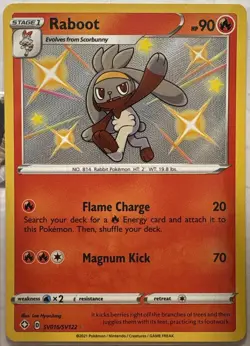 Raboot Shiny Rare Shining Fates Shiny Vault SV016/SV122 Pokemon Near Mint - Image 1