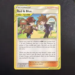 Red & Blue 202/236 VLP Non Holo Cool ASH Red and GARY Blue Art Pokemon Card! - Image 1