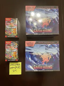 Pokemon Chaos Rising 2 ETBs & 2 Booster Bundles BRAND NEW IN HAND - Image 1