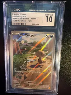 2025 Pokemon Paldean Wooper Phantasmal Flames 102/094 IR CGC GEM MINT 10 - Image 1