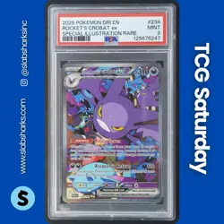 2025 POKEMON DESTINED RIVALS #234/182 TEAM ROCKET'S CROBAT EX SIR PSA 9 - Image 1