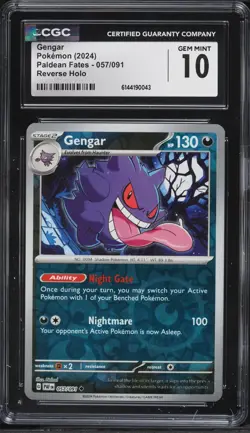 2024 Pokemon Paldean Fates Reverse Holo Gengar #057 CGC 10 - Image 1