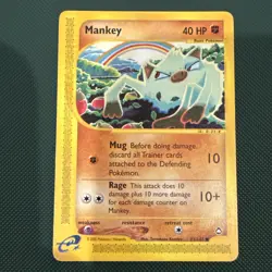 Mankey - 92/147 Aquapolis - Pokemon TCG - 2003 Played - Image 1