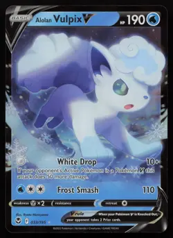 Alolan Vulpix V 033/195 Holo V Rare Silver Tempest Pokemon English NM - Image 1