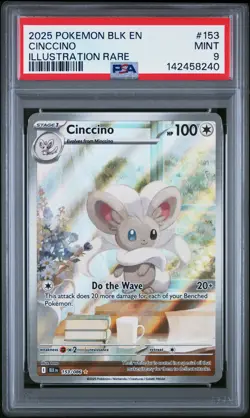 2025 POKEMON BLK EN-BLACK BOLT ILLUSTRATION RARE #153 CINCCINO PSA 9 - Image 1