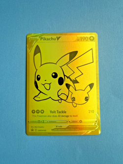 Pokemon TCG Gold Pikachu V 25th Anniversary PROMO SWSH145 Celebrations - Image 1