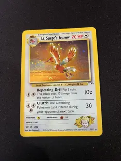 Lt. Surge's Fearow with holo swirl LP 7/132 Gym Heroes Holo Rare 1999 English - Image 1