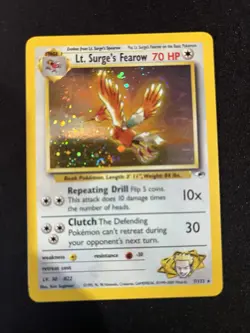 Lt. Surge's Fearow with holo swirl LP 7/132 Gym Heroes Holo Rare 1999 English - Image 2