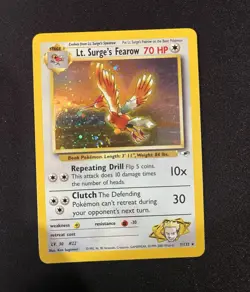 Lt. Surge's Fearow with holo swirl LP 7/132 Gym Heroes Holo Rare 1999 English - Image 3