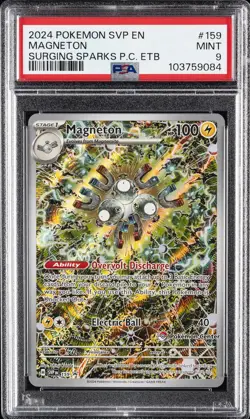 2024 POKEMON SURGING SPARKS POKEMON CENTER ETB PROMO SVP #159 MAGNETON PSA 9 - Image 1