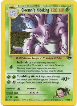 2000 Pokemon Giovanni's Nidoking 7/132 Gym Challenge Holo - Image 1