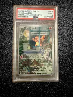 2023 Pokemon SVP EN Charmander #44 Obsidian Flames PC ETB PSA 9 Pokemon center - Image 1