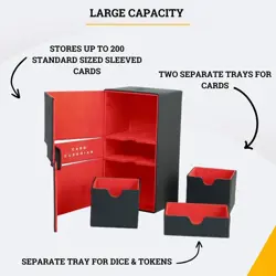 Premium Double Deck Box - Black - Stores 200+ Cards - Perfect for TCG Games - Image 5