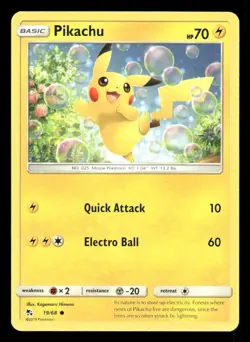 Pikachu 19/68 C Hidden Fates LP Pokemon - Image 1