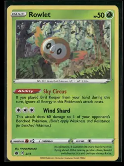 Rowlet 002/015 Holo P McDonald's Promos 2022 Holo NM/M Pokemon - Image 1