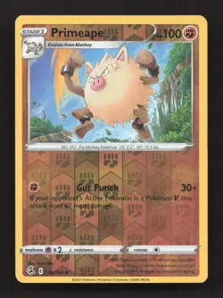 Primeape 134/264 Uncommon Fusion Strike Pokemon Reverse Holo Near Mint - Image 1